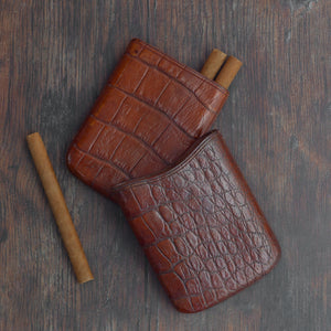 Hand Stitched Victorian Crocodile Skin Cigar Case