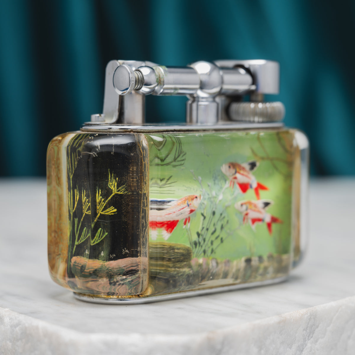 Dunhill Reversed Carved And Painted Aquarium Lighter, 1950 For Sale At Australia