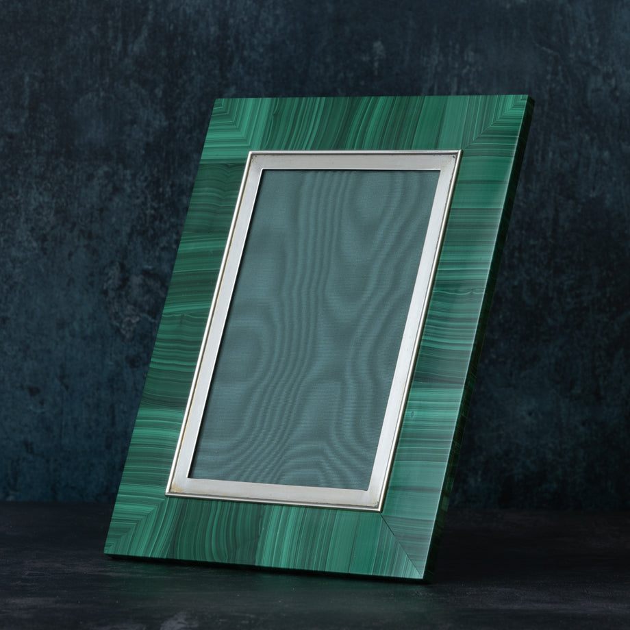 Malachite Stone and Silver Frame