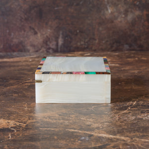 White Agate Stone Box and Ashtray Set