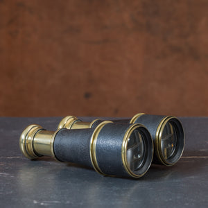 Hand Held Leather Covered Brass Binoculars