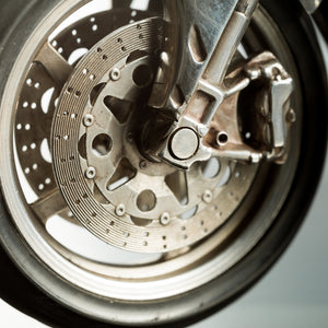 Silver Scale Model of Ducati 916 Motorcycle