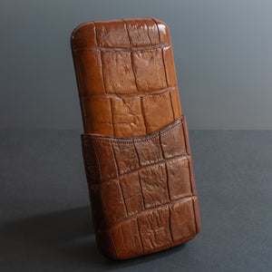 Small Victorian Hand Stitched Crocodile Skin Cigar Case