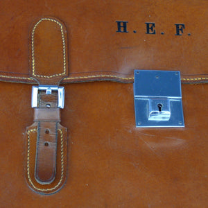 Three Pocket Tan Leather Briefcase