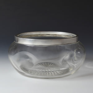 Silver Collared Dimpled Glass Bowl