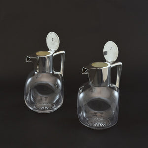 Pair of Silver and Cut Glass Claret Jugs