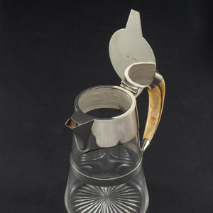 Cut Glass Claret Jug with Silver Mounts and Boars Tusk Handle