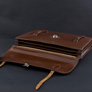 Flap-over Dark Brown Leather Briefcase