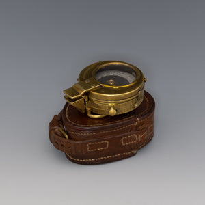WWI Brass Compass in Leather Case