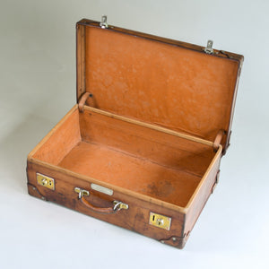 Fine Large Size Mid-Tan Leather Suitcase