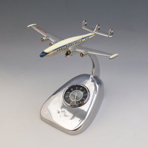 Lockheed Super Constellation Model on Stand with Clock