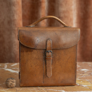 Large Leather Cased Hunting Canteen