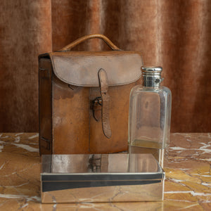Large Leather Cased Hunting Canteen