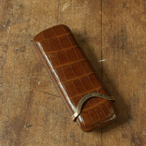 Asprey Crocodile Skin Cigar Case with 9ct Gold Band