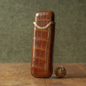 Asprey Crocodile Skin Cigar Case with 9ct Gold Band