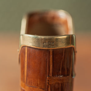Asprey Crocodile Skin Cigar Case with 9ct Gold Band