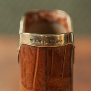 Asprey Crocodile Skin Cigar Case with 9ct Gold Band