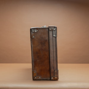 Large Mid-Tan Leather Suitcase