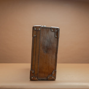 Large Mid-Tan Leather Suitcase