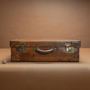 Large Mid-Tan Leather Suitcase