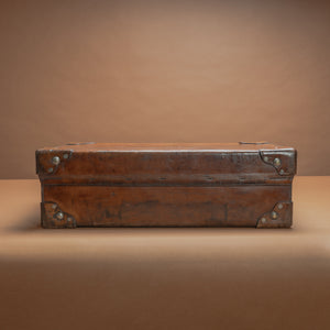 Large Mid-Tan Leather Suitcase