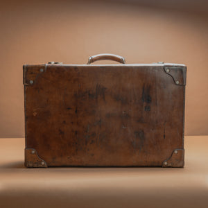 Large Mid-Tan Leather Suitcase