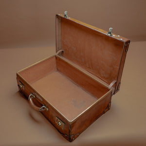 Large Mid-Tan Leather Suitcase