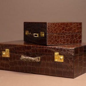 Set of Two Crocodile Skin Cases by Cartier