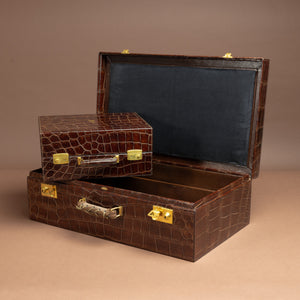 Set of Two Crocodile Skin Cases by Cartier