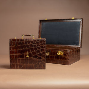 Set of Two Crocodile Skin Cases by Cartier