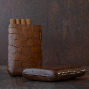 Victorian Hand Stitched Crocodile Skin Cigar Case