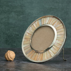 Circular Mother-of-Pearl and Silver Frame