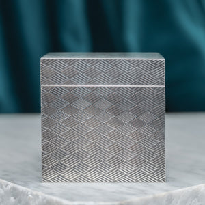 Cross Hatched Silver Cube Box