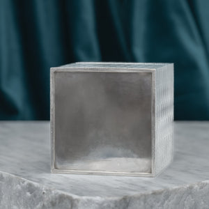 Cross Hatched Silver Cube Box