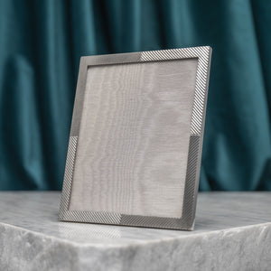 Cross- Hatched Silver Frame