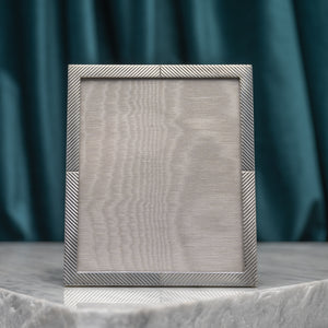 Cross- Hatched Silver Frame