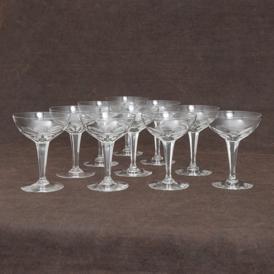 Set of Cut Crystal Coupe Glasses