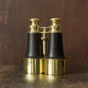 Hand Held Brass Binoculars with Leather Covering