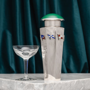 Silver and Enamel Nautical Themed Cocktail Shaker