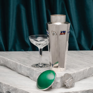 Silver and Enamel Nautical Themed Cocktail Shaker