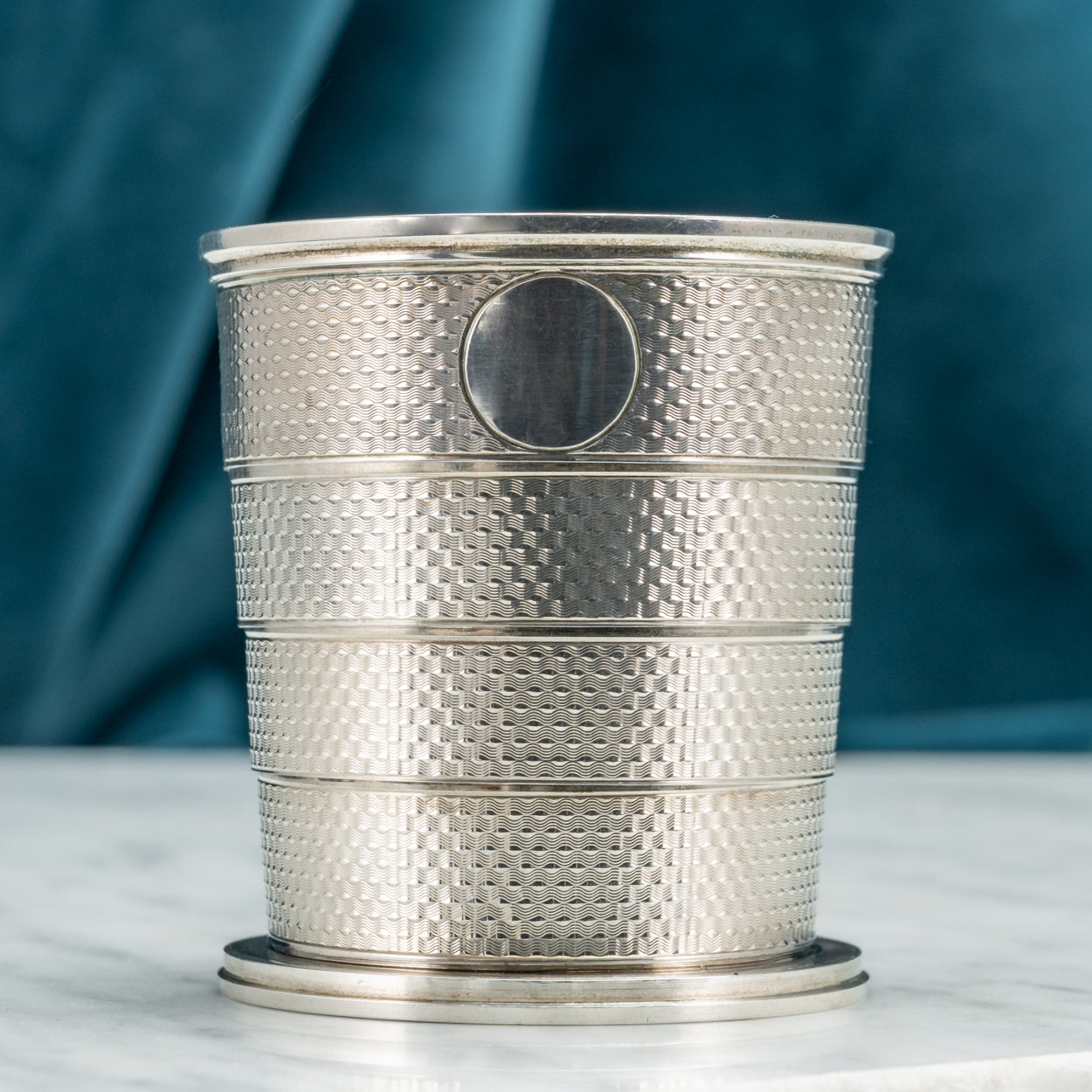 Collapsible Engine Turned Silver Cup