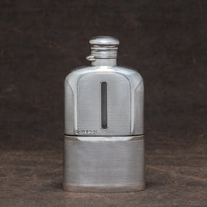 Engine Turned Silver Hip Flask