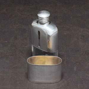 Engine Turned Silver Hip Flask