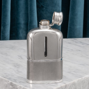 Engine Turned Silver Hip Flask