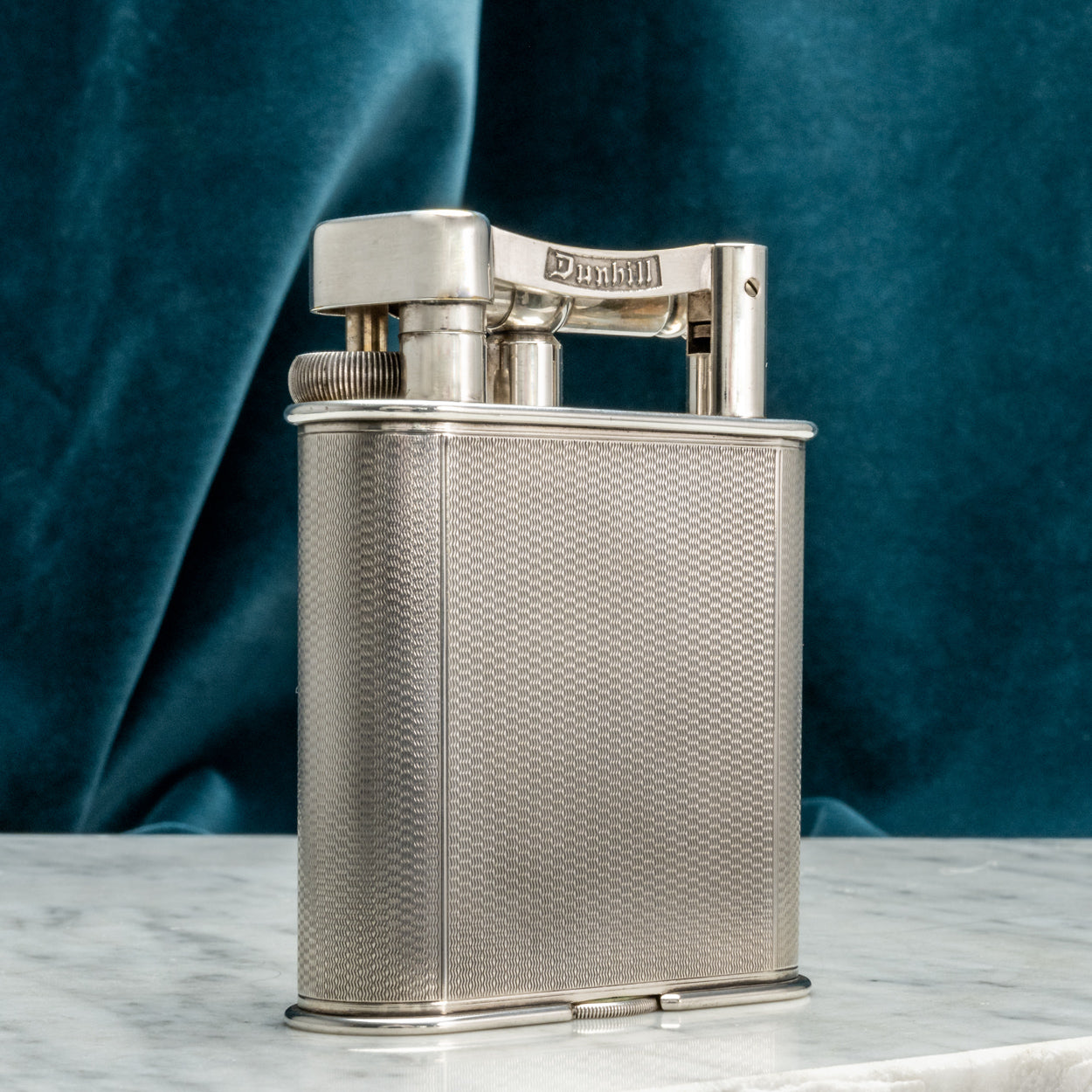 Dunhill 'Giant' Lighter with Engine Turned Silver Plated Finish