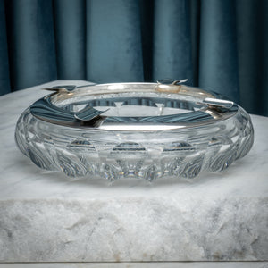 Large Silver Mounted Four Rest Cut Glass Cigar Ashtray