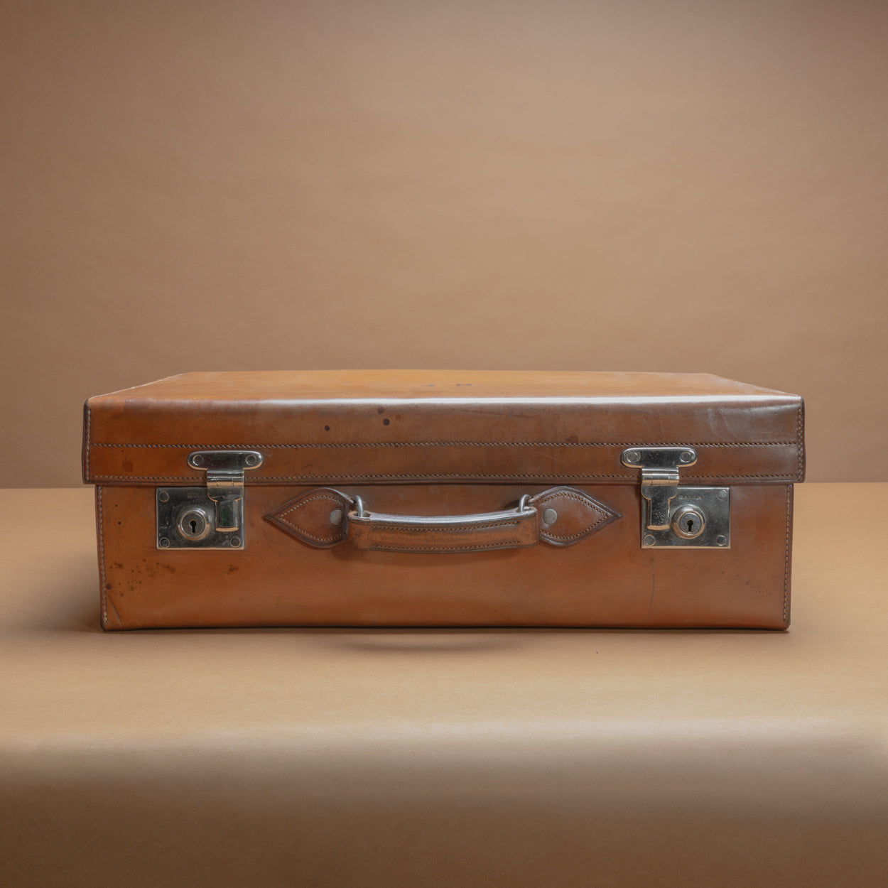 Mid Tan Leather Suitcase