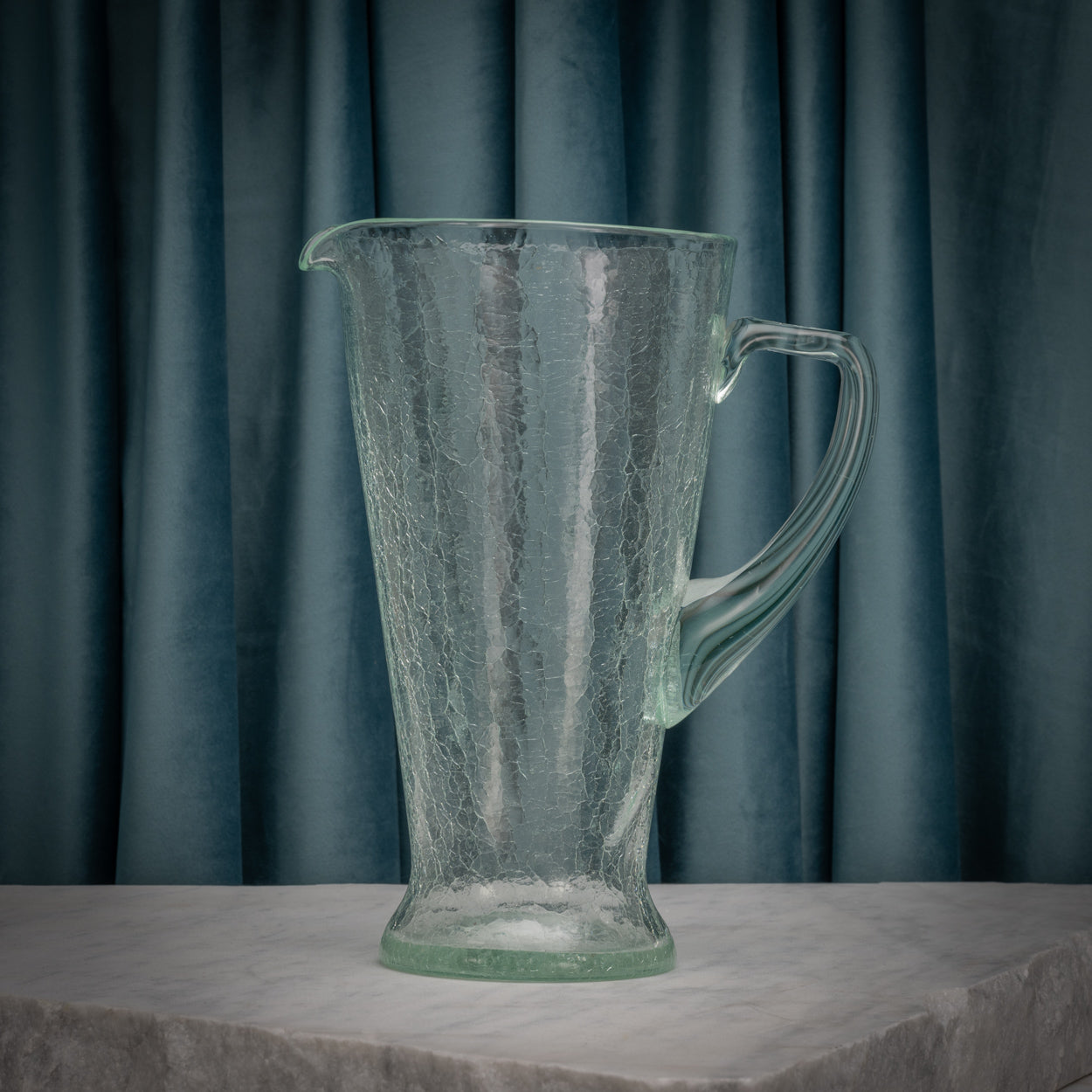 Green 'Crackle' Glass Jug