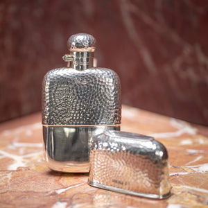 Small Hammered Silver Spirit Flask