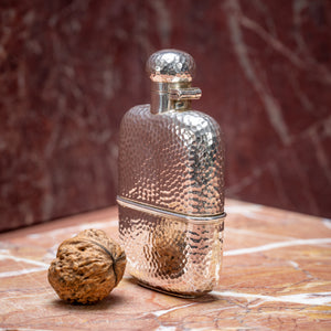 Small Hammered Silver Spirit Flask